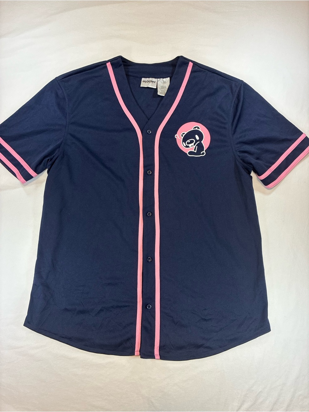 Navy Gloomy Bear Jersey with Pink Trim and Panda Logo